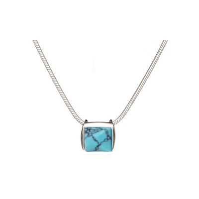 NECKLACE TURQUOISE RECONSTITUTED SILVER ref: CSA-CL013-TQ
