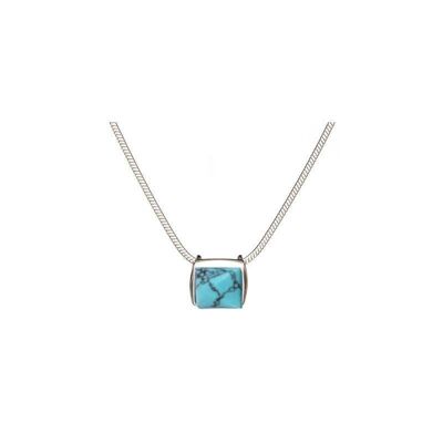 Collana con turchese, in argento rodiato 925/1000, lunghezza 42+3 cm - CSA-CL013-TQ