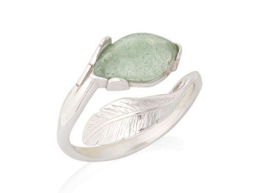 BAGUE QUARTZ VERTE ARGENT ref: CSA-BA022-AV