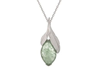 PENDENTIF QUARTZ VERTE ARGENT ref: CSA-PE022-AV