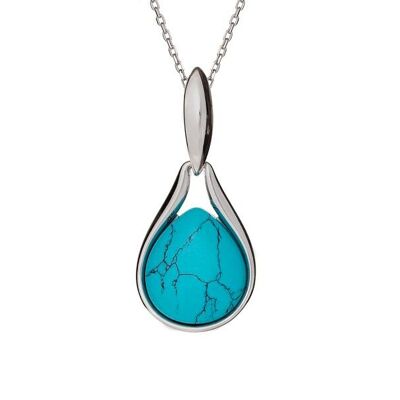 PENDENTIF TURQUOISE RECONSTITUEE ARGENT ref: CSA-PE025-TQ