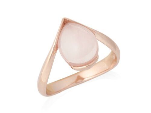 BAGUE QUARTZ ROSE ARGENT DORE ref: CSA-BA030-QR-D