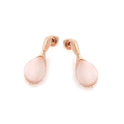 Boucles d'oreilles avec quartz rose naturel, en argent doré 925/1000 - CSA-BO030-QR-D