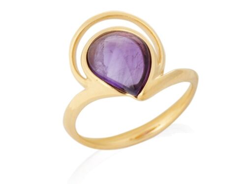 BAGUE AMETHYSTE ARGENT DORE ref: CSA-BA031-AM-D