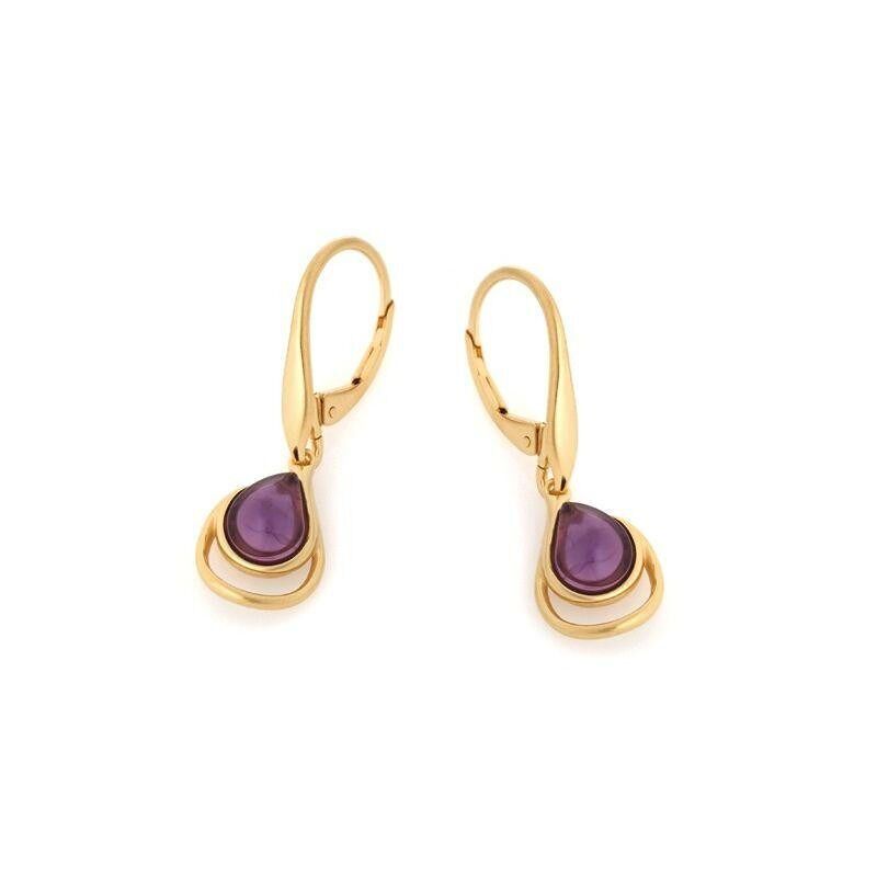 Orecchini con ametista viola naturale, in argento dorato 925/1000 - CSA-BO031-AM-D