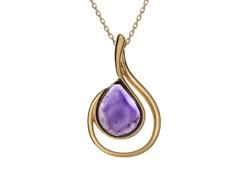 PENDENTIF AMETHYSTE ARGENT DORE ref: CSA-PE031-AM-D