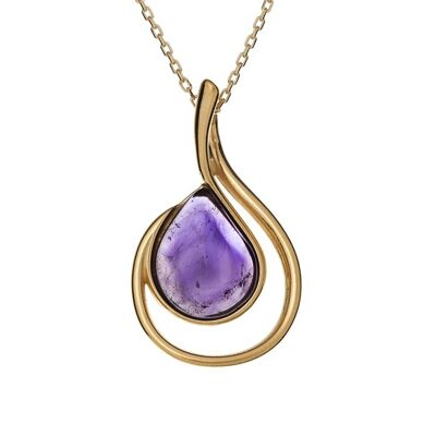 AMETHYST ANHÄNGER SILBER GOLD Ref: CSA-PE031-AM-D