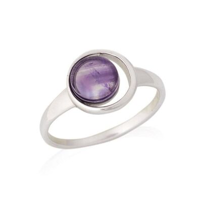Anillo con amatista morada natural, en plata rodiada 925/1000 - CSA-BA043-AM