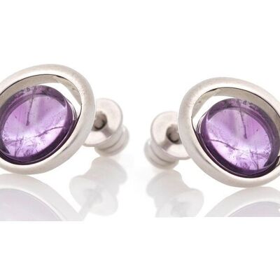 BOUCLES D'OREILLES AMETHYSTE ARGENT ref: CSA-BO043-AM