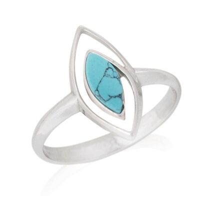 BAGUE TURQUOISE RECONSTITUEE ARGENT ref: CSA-BA044-TQ