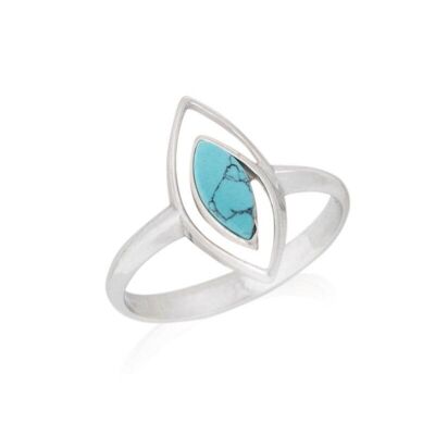 Anillo con turquesa natural reconstituida, en plata rodiada 925/1000 - CSA-BA044-TQ