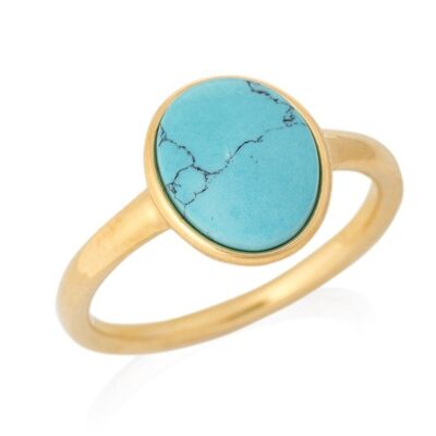 TURQUOISE RING RECONSTITUTED SILVER GOLD ref: CSA-BA045-TQ-D