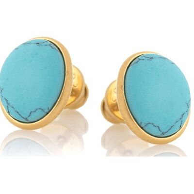 B. O TURQUOISE RECONSTITUEE ARGENT DORE ref: CSA-BO045-TQ-D