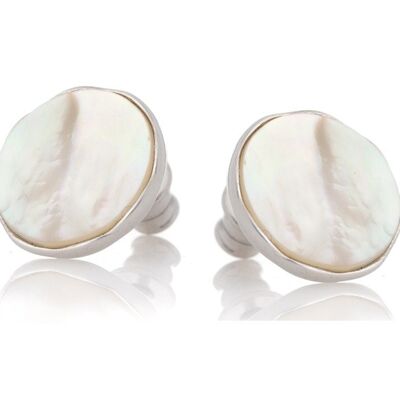 SILVER MOTHER OF PEARL EARRINGS ref: CSA-BO046-NC