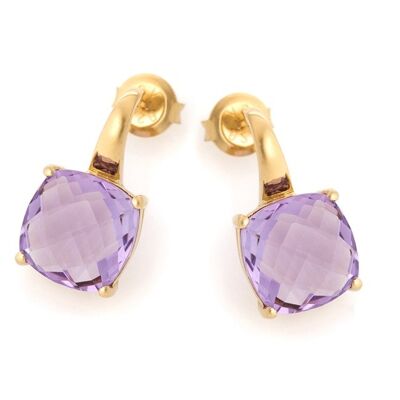 BOUCLES D'OREILLES AMETHYSTE ARGENT DORE ref: CJF-BO026D