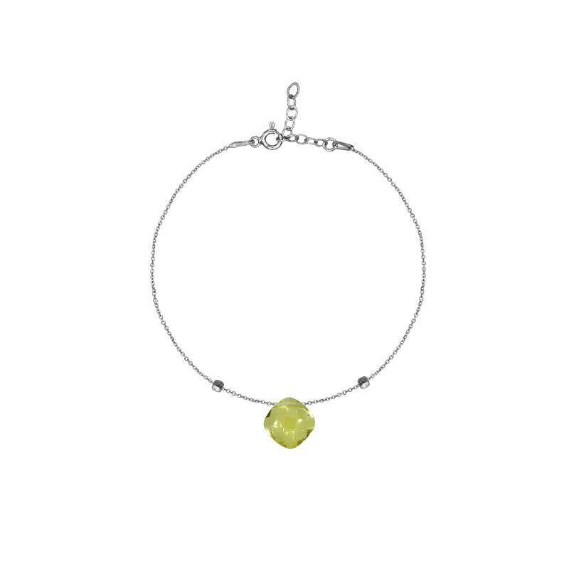 Bracelet avec quartz jaune coussin, en argent rhodié 925/1000, longueur 16+ 3 cm - COS-BR004A