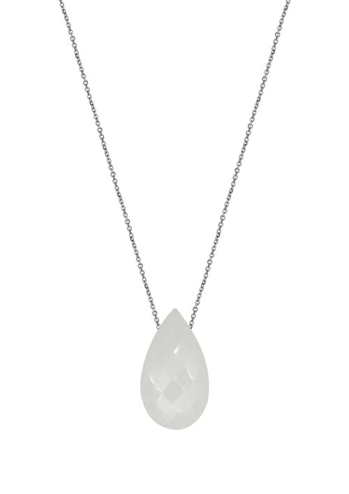 COLLIER PIERRE DE LUNE ARGENT ref: COS-CL031A