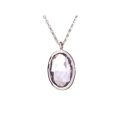 Collana con ametista viola, in argento 925/1000 rodiato, lunghezza 42+3 cm - CJF-CL001-AM
