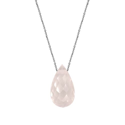 COLLIER ARGENT QUARTZ ROSE ref: COS-CL029