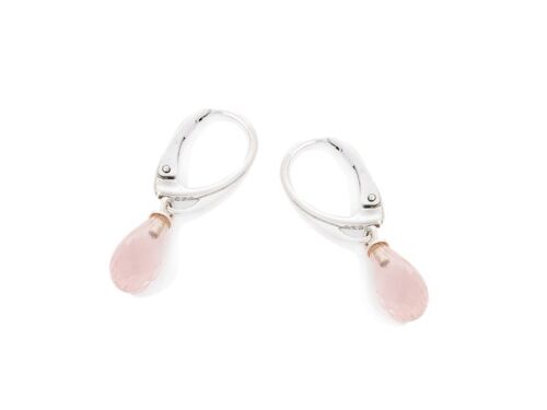 BOUCLE D'OREILLE ARGENT QUARTZ ROSE ref: CKM-BO005-QR