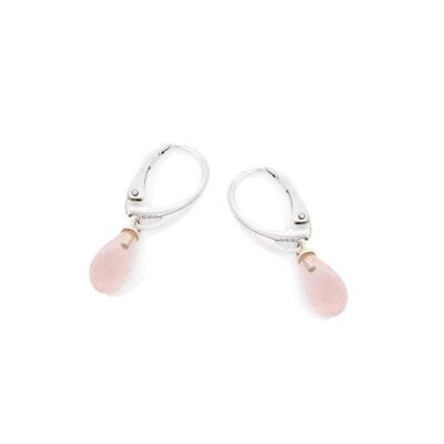 Orecchini con quarzo rosa naturale, in argento 925/1000 rodiato - CKM-BO005-QR