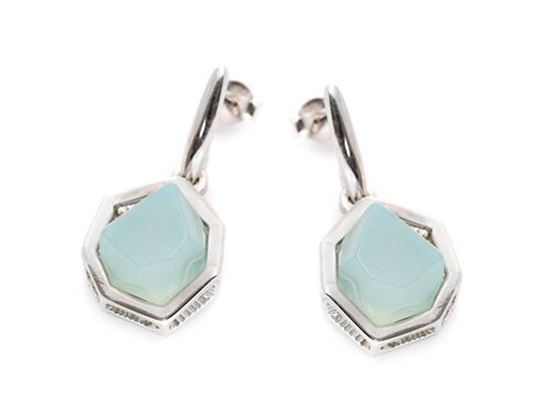 BOUCLE D'OREILLE ARGENT AGATE AQUA ref: CKL-BO005