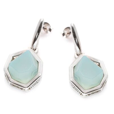 BOUCLE D'OREILLE ARGENT AGATE AQUA ref: CKL-BO005