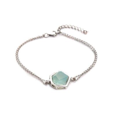 Bracciale con agata acqua naturale colorata, argento 925/1000 rodiato, lunghezza 16,5+3 cm - CKL-BR005