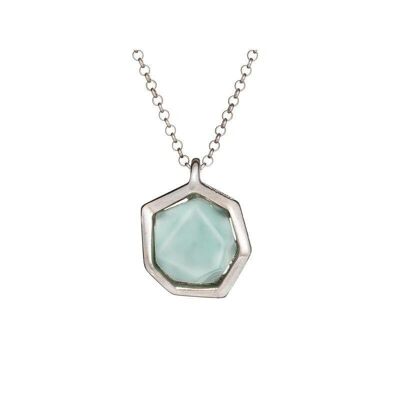 Collana con agata acqua naturale colorata, argento 925/1000 rodiato, lunghezza 42 + 3 cm - CKL-CL005