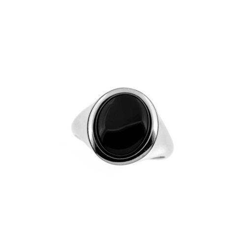 BAGUE ARGENT AGATE NOIR ref: CSA-BA023