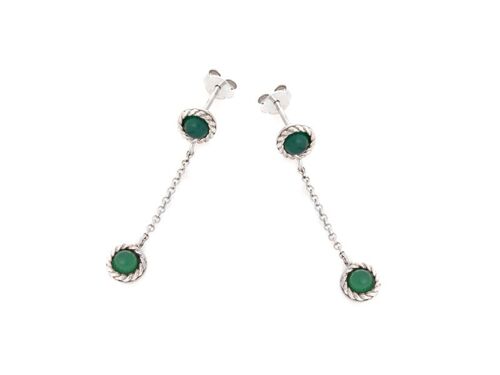 BOUCLE D'OREILLE ARGENT AGATE VERTE ref: CKL-BO008-AGV