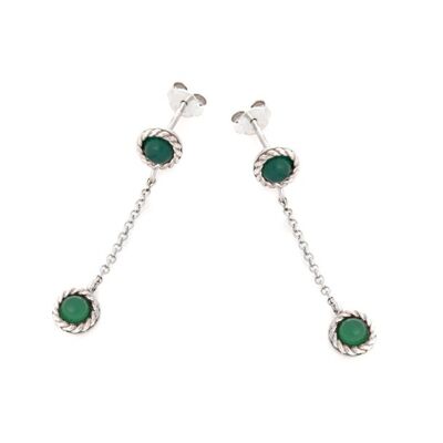 BOUCLE D'OREILLE ARGENT AGATE VERTE ref: CKL-BO008-AGV