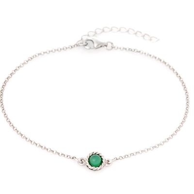 BRACELET ARGENT AGATE VERTE ref: CKL-BR008-AGV