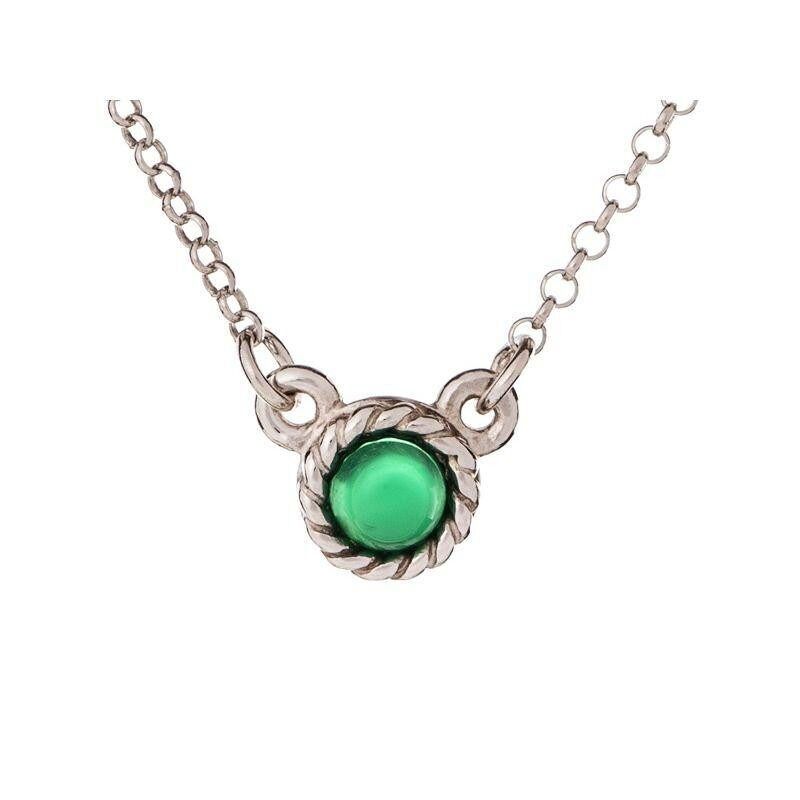 Collana tonda con agata naturale tinta verde, argento 925/1000 rodiato, lunghezza 40+5cm - CKL-CL008-AGV