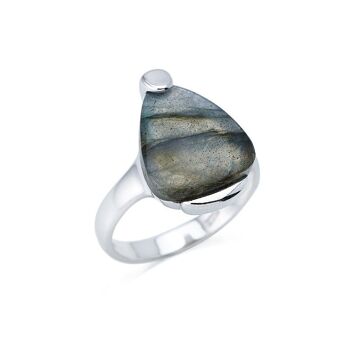 BAGUE ARGENT LABRADORITE ref: CSA-BA027