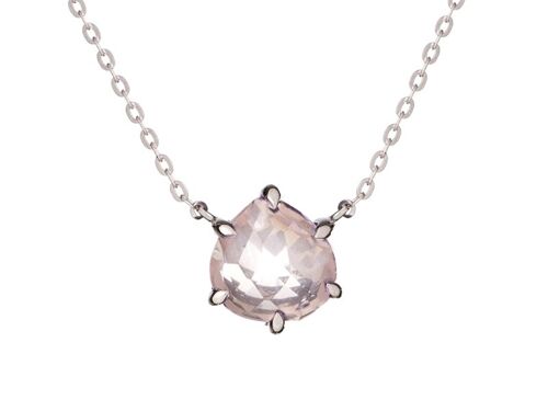 COLLIER ARGENT QUARTZ ROSE ref: CJF-CL024-QR