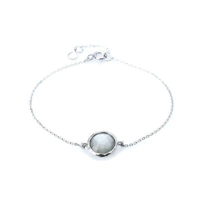 Pulsera con piedra de luna blanca, en plata rodiada 925/1000, longitud 16+2 cm - CJF-BR002-2