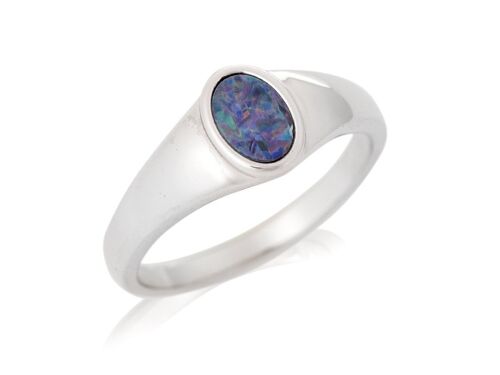 BAGUE ARGENT OPALE d'AUSTRALIE DOUBLET ref: HF012R