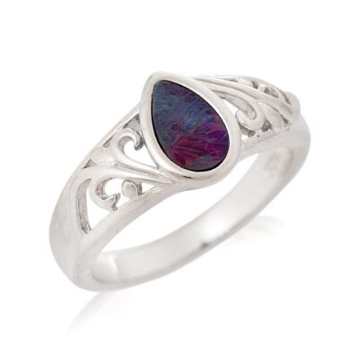 AUSTRALIAN OPAL SILVER RING DOUBLET ref: HF015R