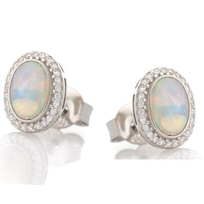 AUSTRALIAN OPAL SILVER EARRINGS ref: PE069E