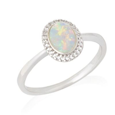 AUSTRALIAN OPAL SILVER RING ref: PE069R