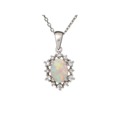 Colgante con ópalo y óxido de circonio, plata rodiada 925/1000, 1,3+0,5 cm - PE070P