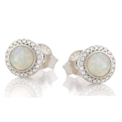 AUSTRALIAN OPAL SILVER EARRINGS ref: PE071E