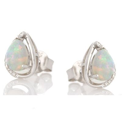 PENDIENTES OPAL PLATA ref: PE074E