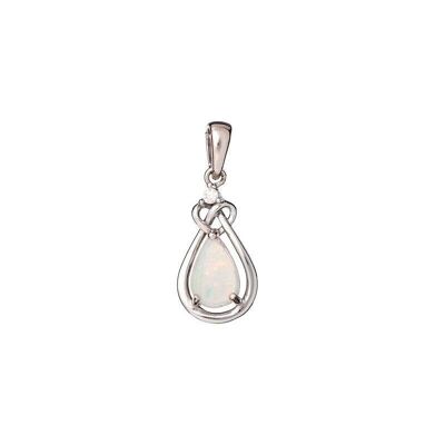 Ciondolo con goccia opale bianco, in argento rodiato 925/1000, altezza 1,5+0,5 cm - PE063P