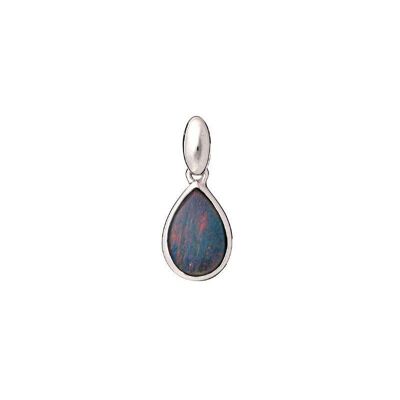 Pendentif goutte opale bleue doublet, argent rhodié 925/1000, hauteur 1+0,7 cm - GC004P