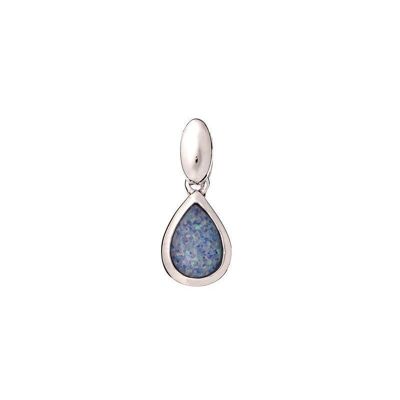 Pendentif goutte opale bleue doublet, argent rhodié 925/1000, hauteur 0,9+0,6 cm - GC003P