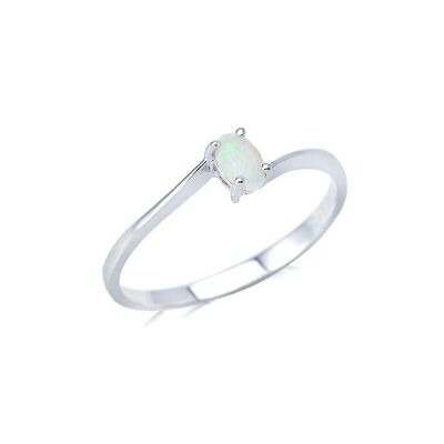 Anello con opale bianco australiano naturale ovale, in argento 925/1000 rodiato - PE0043R