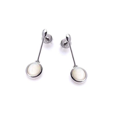 Pendientes colgantes con ópalo blanco ovalado, en plata rodiada 925/1000 - 03697EOZ