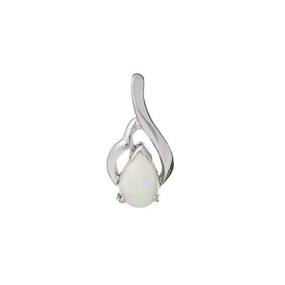 Ciondolo con goccia opale bianco, in argento rodiato 925/1000, altezza 1,5 cm - PE0049P